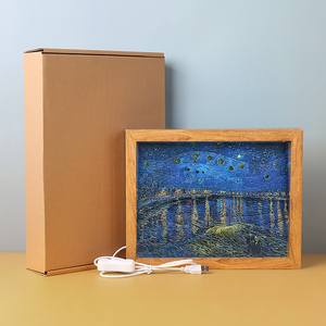 2025 <span class=keywords><strong>notte</strong></span> stellata pittura <span class=keywords><strong>notte</strong></span> stellata sul fiume Rhone cornici di plastica lampada decorazione comodino carta intaglio lampade - Product Image 6