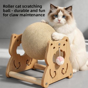 Roller <b>Scratching</b> Ball Toy Cartoon Pet <b>Scratching</b> <b>Post</b> Self-Entertaining Boredom-Busting Indoor Wood Ball - Product Image 3