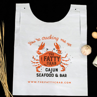 Bavoirs jetables personnalisés pour adultes, imprimés avec logo, en plastique, motif homard et crabe, en gros, de l'usine Guangzhou Lefeng