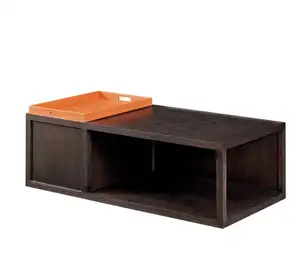 Meuble de salon au design moderne, petit plateau orange, rectangulaire, finition en bois MDF, table basse, livraison gratuite
