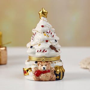 Mystic Arts Christmas Tree Bear Ceramic Ornament <b>Mini</b> Desktop <b>Storage</b> <b>Box</b> Jewelry <b>Box</b> Holiday Decoration Gift Craft - Product Image 1