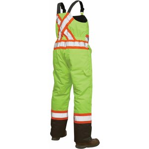 Winter Hi Vis Bib <strong>Overalls</strong> <strong>Black</strong> Bottom Waterproof Insulated Quilted Work Pants for Canada - Product Image 2