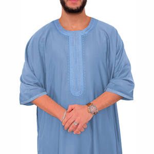 Túnica Marroquí Bordada Premium para <span class=keywords><strong>Hombre</strong></span>, Jubba Musulmana de Oriente Medio con Bolsillos Laterales y Adornos Dorados - Product Image 4