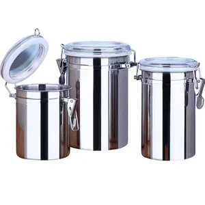 16オンス25オンス28オンス36オンスステンレス鋼Jars With Airtight Hinged Lids For Kitchen Canisters 750ミリリットルハーブStorage Containers