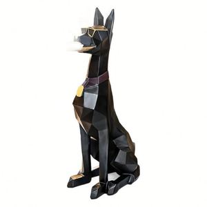 Resin Doberman Dog Figurine Set with Tray - Nordic Floor-Standing Home Decor - Product Image 5