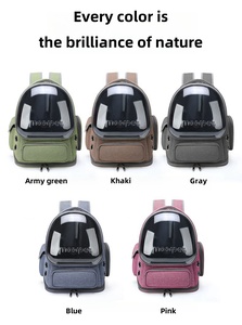 Transportín de mascotas transpirable con manos libres ajustable ventilado, mochila de canguro cruzada, Material acrílico estampado con cremallera para viajes - Product Image 3