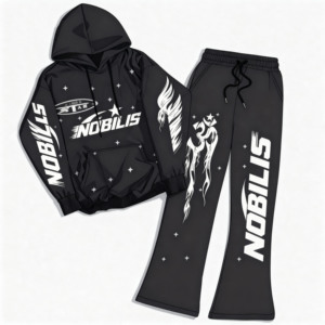 Bộ đồ thể thao nam 2 mảnh, chất liệu cotton 100%, áo hoodie in hình và quần thể thao ống loe - Product Image 5