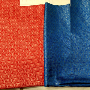 Tissu jacquard brocart tissé à motif de feuilles métalliques pour vêtements féminins, matière en soie de poids moyen - Product Image 1