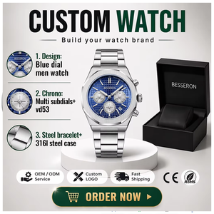 ผู้ผลิตนาฬิกาหรูแบบกำหนดเอง Reloj OEM ODM โลโก้สแตนเลสสตีล Relogio Masculino นาฬิกาควอตซ์กันน้ำโครโนกราฟสำหรับผู้ชาย - Product Image 1