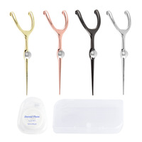 Ensemble de cure-dents et de fil dentaire en acier inoxydable 304 et alliage de zinc pour un nettoyage dentaire, utilisation portable