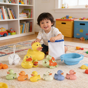 Jouets Montessori MY TOYS, jouets en PVC, bateau flottant cognitif, ensemble de jouets pour baignoire, canard, tortue, motif de dessin animé, logo personnalisé pour bébé, tout-petit - Product Image 3