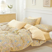 Parure de lit en gros avec housse de couette imprimée petites fleurs, 100% coton/200TC, ensemble de draps respirants pour fille