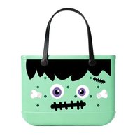 Sac de plage en EVA avec motif fantôme d'Halloween mignon imprimé avec logo personnalisé, imperméable, lavable, sac à main de vacances