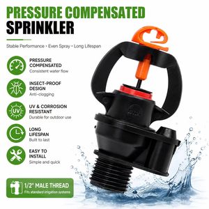 Tête d'arrosage à compensation de pression avec filetage mâle 1/2 pouce pour l'irrigation agricole, la pulvérisation de pesticides de jardin - Product Image 1