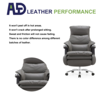 Chaise de bureau exécutive ergonomique moderne à dossier haut en cuir avec fonctions réglables, base chromée, cadre en aluminium