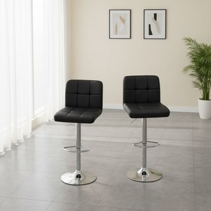 Chaises de bar pivotantes modernes et réglables en similicuir gris pour îlot de cuisine et comptoir de bar - Product Image 5
