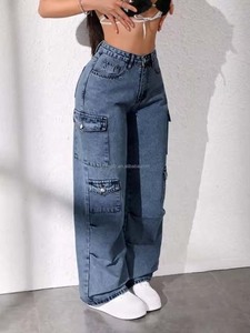 <span class=keywords><strong>Jeans</strong></span> Cargo da Donna a <span class=keywords><strong>Vita</strong></span> Alta a Gamba Larga, Pantaloni in Denim Larghi Stile Streetwear, <span class=keywords><strong>Jeans</strong></span> Dritti Personalizzati da Donna a Prezzo Basso All'Ingrosso - Product Image 6