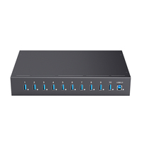 Sipolar SH3-10 Hub USB 3.0 Inteligente de 10 Puertos con Control de Software de Encendido/Apagado por Puerto, 2.1A 5V/22A PSU, Dongle USB, Gestión U-Key