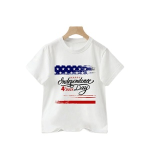 T-shirt d'été neuf pour garçons, à manches courtes, en coton doux, motif dessin animé, thème Fête de l'Indépendance américaine, pour l'export. - Product Image 5