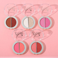 Palette de blush multi-usages HANDAIYAN, 2 couleurs, fini naturel, blush crème mat et scintillant, illuminateur, contour