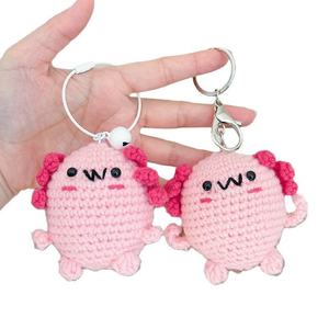 Mignon porte-clés en peluche amigurumi en forme d'axolotl, animal en laine crochetée, dinosaure hexagonal, axolotl en peluche - Product Image 6