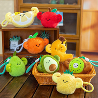 Vente en gros usine : Porte-clés peluche série fruits en coton PP super doux, poupée pour machine à griffes, cadeau d'anniversaire pour enfants
