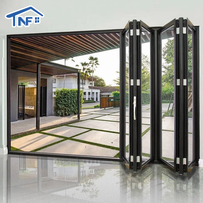 NFRC American Standard Accordion Folding Door Triple Glass Patio Doors Sliding Folding Accordion Doors