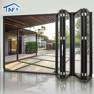 NFRC อเมริกันมาตรฐานหีบเพลงพับประตูสามประตูกระจกบานเลื่อนพับประตูหีบเพลง