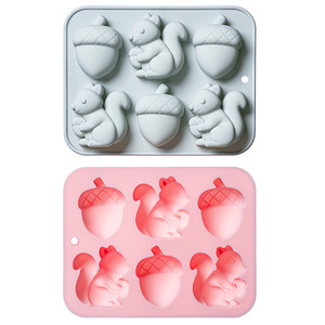 แม่พิมพ์เค้กซิลิโคนลายกระรอก ดีไซน์น่ารัก ปลอดสารพิษ ใช้ซ้ำได้ แม่พิมพ์ซิลิโคนแม่เหล็กสำหรับทำช็อกโกแลต ลูกอม และน้ำแข็ง DIY - Product Image 1