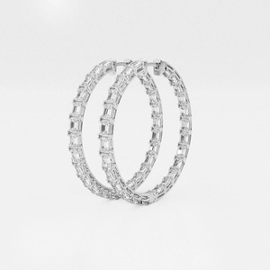 Elegant 1 1/2 Ctw Princess Lab Grown Diamond Channel Set <b>Hoop</b> <b>Earrings</b> With Brilliant Sparkle Ethical Luxury Jewelry For Women - Product Image 3