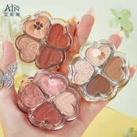 Palette d'ombres à paupières Pastel en forme de cœur, 4 couleurs, emballage personnalisé, Base de peinture, bricolage quotidien, maquillage, couleur terre, papillon