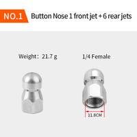 Raccord rapide pour buse d'évier, acier inoxydable, insert en cuivre, nez pointu, 1 Jet avant, 6 Jets arrière, 1/4 pouces
