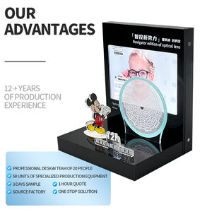 Meilleures ventes, présentoir à lunettes optiques en acrylique avec éclairage LED en forme de L moderne, antivol, rotation à 360 degrés, étagères personnalisables - Product Image 1