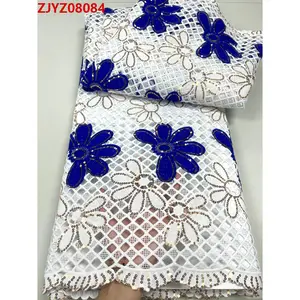 French Water Soluble Lace for Dress Fabric ZJYZ08084 Tulle Mesh Fabric The Industry China Wholesale Mesh Embroidery Lace 2.5kg