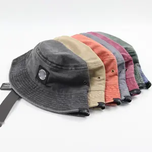 Mais novo designer remendo pedra Respirável Praia pescador cap lavado denim ao ar livre Bucket Hat