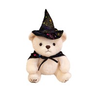 Ours en peluche d'Halloween, jouet en peluche doux avec chapeau de sorcière et cape, idéal pour un cadeau de fête
