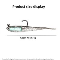 Leurre souple artificiel en forme de poisson pour la pêche au bar, avec hameçon, crankbait biomimétique imprimé pour toute la colonne d'eau, pour lac, rivière, ruisseau