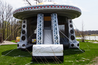 Château gonflable combiné avec toboggan UFO Spaceship, respectueux de l'environnement, certifié CE, en PVC de 0,55 mm d'épaisseur, garantie de 12 mois, capacité maximale de 100 à 500 kg pour