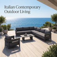 Wasserdichtes Allwetter-Modulares Ecksofa Modernes Dickes Kissen Luxuriöses U-förmiges Aluminiumgestell UV-beständiges Terrassen-Outdoor-Sofa-Set