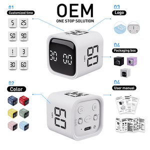 충전식 디지털 플립 큐브 카운트다운 뽀모도로 타이머, 공부 요리 스포츠 명상용 <span class=keywords><strong>LED</strong></span> 디지털 비주얼 책상 타이머 - Product Image 6