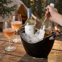 Seau à glace double couche en plastique de style américain de luxe, refroidisseur de bière et de boissons pour bars, pubs, fêtes, logo personnalisé, vente en gros