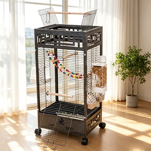 Jaula de Hierro Forjado de Lujo con Techo Abierto para Pájaros, Gran Jaula Dorada para Loros, Decoración para el Hogar, Venta al por Mayor - Product Image 1