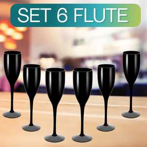 Flûtes à champagne noires 150cc réutilisables incassables en plastique, lot de 6 - Product Image 3