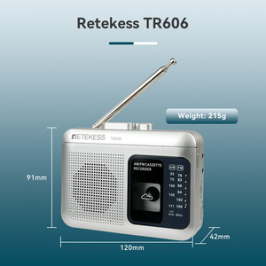 Retekess TR606 Cassette Recorder AM FM Radio Player With Built In Speaker Silver White Vintage Design - Product Image 2