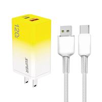 Cargador USB Tipo C PD de 120W con Enchufe Estadounidense para Carga Rápida de Teléfonos Móviles, con Cable USB C, Adaptador de Corriente USB-C de Carga Rápida de 120W