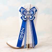 Breloque de botte personnalisée avec logo, bleu et blanc, lettres grecques, souvenir universitaire, en émail et cristal, pour sororité
