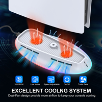 Support de refroidissement RGB pour PS5/PS5 Slim/PS5 Pro avec double ventilateur, station de refroidissement avec éclairage RGB intégré