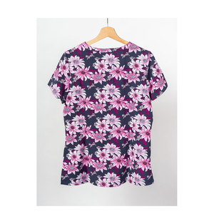 T-shirt en satin imprimé écologique pour femme, été, respirant, séchage rapide, manches courtes, fabriqué en coton biologique et élasthanne, 190 g/m² - Product Image 1