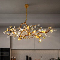 Lampes modernes en forme de fleur ronde dorée Décoration intérieure Éclairage Lustre moderne en verre soufflé de luxe pour hôtel
