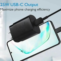 Chargeur rapide USB-C PD 25W QC3.0, adaptateur mural, sortie 5V/5A, chargeur de voyage compatible avec les téléphones mobiles Samsung S23 S22